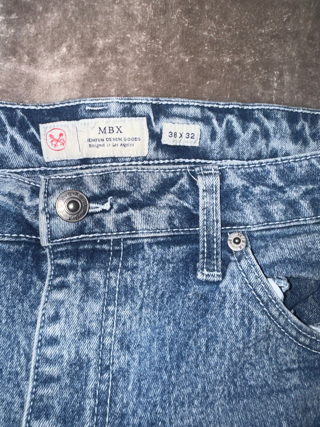 One of a kind!! Classic slightly worn blue acid wash jeans. Urban wear, party wear, or everywhere
