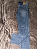 One of a kind!! Classic slightly worn blue acid wash jeans. Urban wear, party wear, or everywhere
